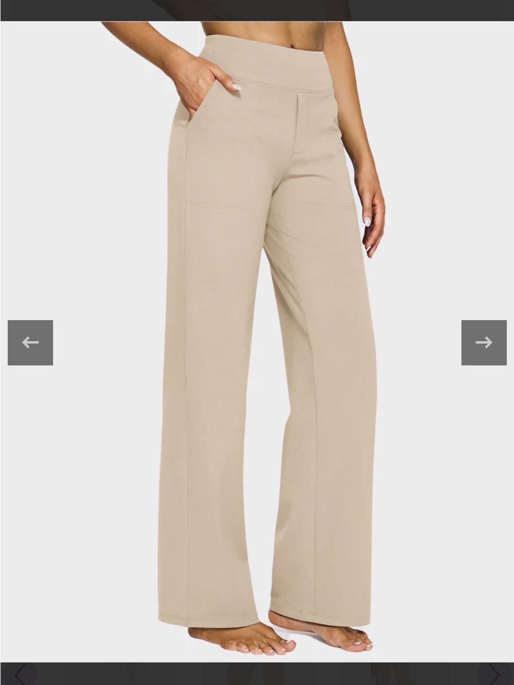 High-Rise Wide-Leg Pull-On Pants in Light Beige NWOT